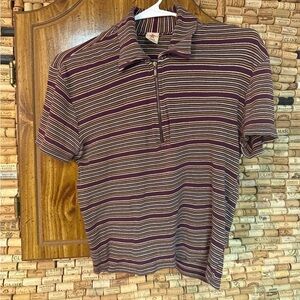 Very Y2K American Eagle 1/4 zip striped cotton tee size Medium
